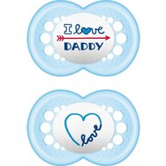 Mam I Love Mummy & Daddy Silicone Soother 6-16m Син - Син 2 бр., Код 170S