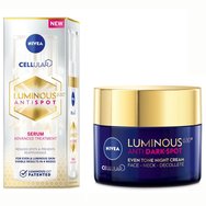 Nivea Комплект Cellular Luminous630 Antispot Serum Advanced Treatment 30ml & Antispot Night Repair Cream 50ml - Концентриран серум и нощен крем против петна, против петна Nivea Комплект Cellular Luminous630 Antispot Serum Advanced Treatment 30ml & Antispot Night Repair Cream 50ml - Концентриран серум и нощен крем против петна, против петна
