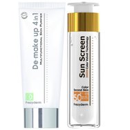 Frezyderm Комплект De-Make Up 4in1 200ml & Sun Screen Color Velvet Spf50+, 50ml - Почистваща емулсия за лице и слънцезащитен крем за лице с много висока защита с цвят Frezyderm Комплект De-Make Up 4in1 200ml & Sun Screen Color Velvet Spf50+, 50ml - Почистваща емулсия за лице и слънцезащитен крем за лице с много висока защита с цвят
