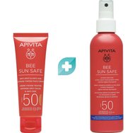 Apivita комплект Bee Sun Safe Anti-Spot & Anti-Age Defence Face Cream Spf50 Tinted 50ml & Hydra Melting Ultra-Light Face - Body Spray Spf50, 200ml