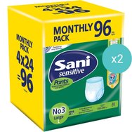 Σετ Sani Sensitive Pants 192 Τεμάχια (8x24 Τεμάχια) - No3 Large 100-140cm - Ελαστικά Εσώρουχα Ακράτειας που Προσφέρουν Αποτελεσματική Προστασία Από Διαρροές & Οσμές
