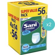 Sani Комплект Sensitive Pants 112 бр (8x14 бр) - No4 Extra Large - Еластично бельо за инконтиненция, което предлага ефективна защита срещу протичане и миризми