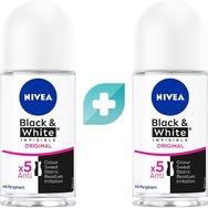 Nivea Комплект Black & White Invisible Original Deo Roll-On 100ml (2x50ml) - Дезодорант за жени, действащ срещу бели петна до 48 часа