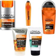 Комплект L'Oreal Paris Men Expert Hydra Energetic Anti Tiredness 24H Moisturiser 50ml & Wake-Up Effect Face Wash 100ml & Face Scrub 100ml & Eye Roll on 10ml & Thermic Resist 48H Roll-on Deo 50ml - Хидратиращ крем за лице с 24-часово действие против признаци на умора, гел за дълбоко почистване с гуарана & витамин C, скраб за лице, roll-on за очи срещу торбички & тъмни кръгове & roll-on дезодорант с 48-часова защита до 45°c