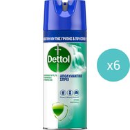 Комплект Dettol All in One Spring Waterfall Spray 2.400ml (400mlx6) - Дезинфекциращ антибактериален спрей за твърди & меки повърхности с аромат на свежест Комплект Dettol All in One Spring Waterfall Spray 2.400ml (400mlx6) - Дезинфекциращ антибактериален спрей за твърди & меки повърхности с аромат на свежест