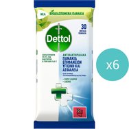 Сет Dettol Surface Clean Wipes 180 броя (30x6 броя) - Влажни почистващи кърпички без аромат за всички повърхности