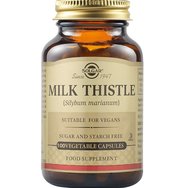 Solgar Milk Thistle 100veg.caps - Хранителна добавка с екстракт от бял трън за защита на черния дроб с противовъзпалителни и антиоксидантни свойства Solgar Milk Thistle 100veg.caps - Хранителна добавка с екстракт от бял трън за защита на черния дроб с противовъзпалителни и антиоксидантни свойства