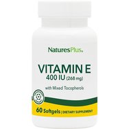 Natures Plus Vitamin E 400IU Естествена хранителна добавка с витамин Е, антиоксидантно действие и защита на мускулит 60Softgels