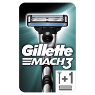 Gillette Mach 3 Самобръсначка по-дълбоко бръснене без зачервяване 1 машина и 2 резервни части