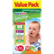 Babylino Sensitive Value Pack Maxi Νο4 (7-18kg) Бебешки пелени 50 броя Babylino Sensitive Value Pack Maxi Νο4 (7-18kg) Бебешки пелени 50 броя