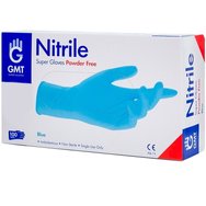 Gmt Super Gloves Blue Nitrile Powder Free Сини нитрилови ръкавици за еднократна употреба, без пудра, 100 бр