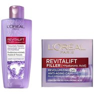 L'Oreal Paris PROMO PACK Revitalift Filler Day Cream 50ml & L'Oreal Paris Revitalift Filler Тонизиращ лосион за лице 200ml - Дневен крем против стареене и тонизиращ лосион, който възстановява обема на кожата, интензивно овлажнява и изглажда L'Oreal Paris PROMO PACK Revitalift Filler Day Cream 50ml & L'Oreal Paris Revitalift Filler Тонизиращ лосион за лице 200ml - Дневен крем против стареене и тонизиращ лосион, който възстановява обема на кожата, интензивно овлажнява и изглажда