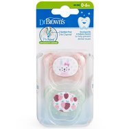 Dr. Brown\'s PreVent PV12302 Orthodontic Soother 0-6m 2 броя - розово / жълто