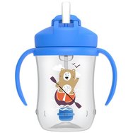 Dr Brown's Baby's First Straw Cup 6m+, 270ml, Код TC91012 - Син - Бебешка чаша с гъвкава сламка и дръжки Dr Brown's Baby's First Straw Cup 6m+, 270ml, Код TC91012 - Син - Бебешка чаша с гъвкава сламка и дръжки