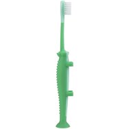 Dr Brown\'s Toddler 1-4 Years Toothbrush Бебешка четка за зъби с меки влакна за чувствителни венци и основа с вендуза 1 брой - Зелен динозавър