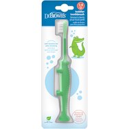 Dr Brown's Toddler 1-4 Years Toothbrush Бебешка четка за зъби с меки влакна за чувствителни венци и основа с вендуза 1 брой - Зелен динозавър