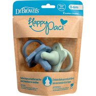 Dr.Brown\'s Happy Paci Silicone Soother 0-6m 2 бр - Зелено / Синьо Dr.Brown\'s Happy Paci Silicone Soother 0-6m 2 бр - Зелено / Синьо