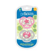 Dr.Brown's Advantage 6-18m Силиконова залъгалка нощна розова PA22003, 2 броя Dr.Brown's Advantage 6-18m Силиконова залъгалка нощна розова PA22003, 2 броя