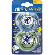 Dr Browns Advantage 6-16m Green & Blue Silicone Soother 2 бр
