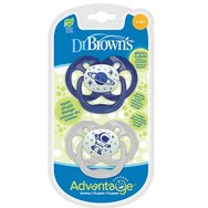 Dr Browns Advantage Силиконова залъгалка синя - сива 6-18 месеца 2 броя PA22004