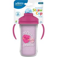 Dr Brown's Insulated Straw Cup 12m+, 300ml, Код TC01201 - Розово - Термо чаша с меко сламче & дръжки Dr Brown's Insulated Straw Cup 12m+, 300ml, Код TC01201 - Розово - Термо чаша с меко сламче & дръжки