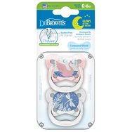 Dr. Brown\'s Prevent Glow Orthodontic Soother 0-6m 2 бр., Код 22/PV12007 - Прозрачен / Розов