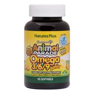 Natures Plus Animal Parade Omega 3 6 9 Junior Хранителна добавка с Омега 3 6 9 за деца с вкус на лимон, 90 Gummies