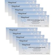 Singclean PROMO PACK IVD Covid-19 & Flu A / B Antigen Kit Rapid Self Test Cassette 10 бр - Тест за качествено откриване на антигени Covid-19 и грип тип A/B в назофарингеален тампон