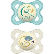 Mam Original Night Silicone Soother 2-6m 2 части, Код 110S - Ciel / Бяло