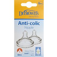 Dr. Brown\'s Natural Flow Options+ Level 1 Silicone Teat 0m+, 2 броя, код WN1201