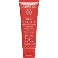 Apivita Promo Bee Sun Safe Hydra Fresh Face Gel-Cream Spf50, Light Texture 50ml & Подарък After Sun Cool & Sooth Gel-Cream Travel Size 100ml, торбичка 1 бр