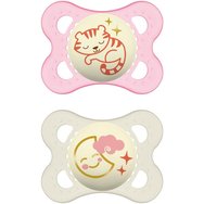 Mam Original Night Silicone Soother 2-6m 2 бр. Код 110S - Розово / Кремаво