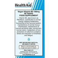 Health Aid Vegan Vitamin B2 100mg 60tabs Health Aid Vegan Vitamin B2 100mg 60tabs