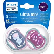Philips Avent Ultra Air Silicone Soother 18m+ Синьо - лилаво 2 части, код SCF349/22