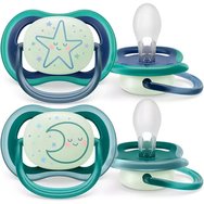 Philips Avent Ultra Air Nighttime Silicone Soother 6-18m Бензин - Лилав 2 бр., Код SCF376/07