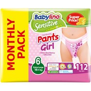 Babylino PROMO PACK Sensitive Pants Girl Extra Large No6 (16+kg) Monthly Pack 4x28 памперси