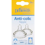 Dr. Brown\'s Natural Flow Options+ Level 2 Silicone Teat 3m+, 2 броя, код WN2201-ELX