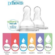 Dr. Brown\'s Natural Flow Options+ Preemie Flow Silicone Teat 0m+, 2 бр, Код 292