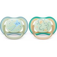 Philips Avent Ultra Air Nighttime Silicone Soother 0-6m Светло зелено - Сьомга 2 бр., Код SCF376/18