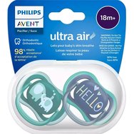 Philips Avent Ultra Air Silicone Soother 18m+ Бензин - Син 2 Броя, Код SCF349/18
