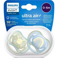 Philips Avent Ultra Air Silicone Soother 0-6m Каки - Син 2 бр., Ref SCF085/58