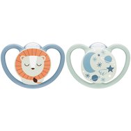 Nuk Space Night Silicone Soother 18-36m Синьо - мента 2 брой, код 10739658