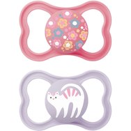 Mam Supreme Silicone Soother 16m+ 2 броя, Код 295SGc - розово / лилаво - Ортодонтска силиконова залъгалка, която подпомага здравословното развитие на зъбите