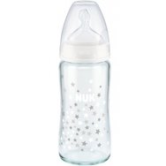 NUK First Choice Plus Glass Bottle Silicone 0-6m 240ml 1 бр, Код 10745124 - Бяло - Стъклено бебешко шише със силиконов биберон и индикатор за контрол на температурата, среден размер, подходящо от раждането NUK First Choice Plus Glass Bottle Silicone 0-6m 240ml 1 бр, Код 10745124 - Бяло - Стъклено бебешко шише със силиконов биберон и индикатор за контрол на температурата, среден размер, подходящо от раждането