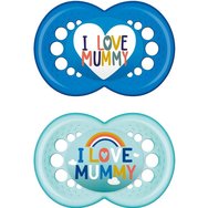 Mam I Love Mummy & Daddy Silicone Soother 6-16m Синьо - Светло синьо 3, 2 бр., Код 170S