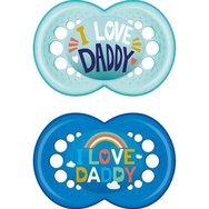 Mam I Love Mummy & Daddy Silicone Soother 6-16m Светло синьо - синьо 2 части, код 170S