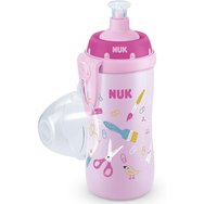 Nuk First Choice Junior Cup 18m+, 300ml - Розово - Детска бутилка за вода със силиконов капак за бутане и дръпване Nuk First Choice Junior Cup 18m+, 300ml - Розово - Детска бутилка за вода със силиконов капак за бутане и дръпване