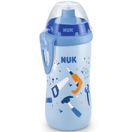 Nuk First Choice Junior Cup 18m+, 300ml - Син - Детска бутилка за вода със силиконов капак за бутане и дръпване