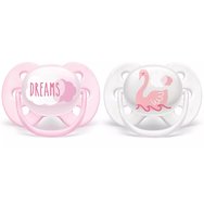 Philips Avent Ultra Soft Silicone Soother 0-6m Розово - бяло 2 части, код SCF222/02