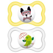 Mam Air Silicone Soother 6+m Код 215S 2 части - Жълти / Прозрачни - Силиконова ортодонтска залъгалка от 6 месеца